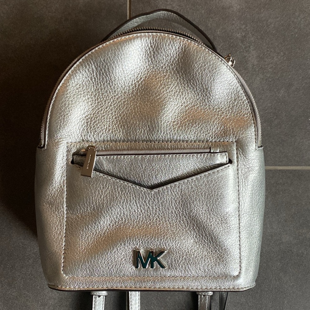 Michael‎ Kors Jessa Small Silver Metallic Pebbled Leather Convertible Backpack - Picture 5 of 11